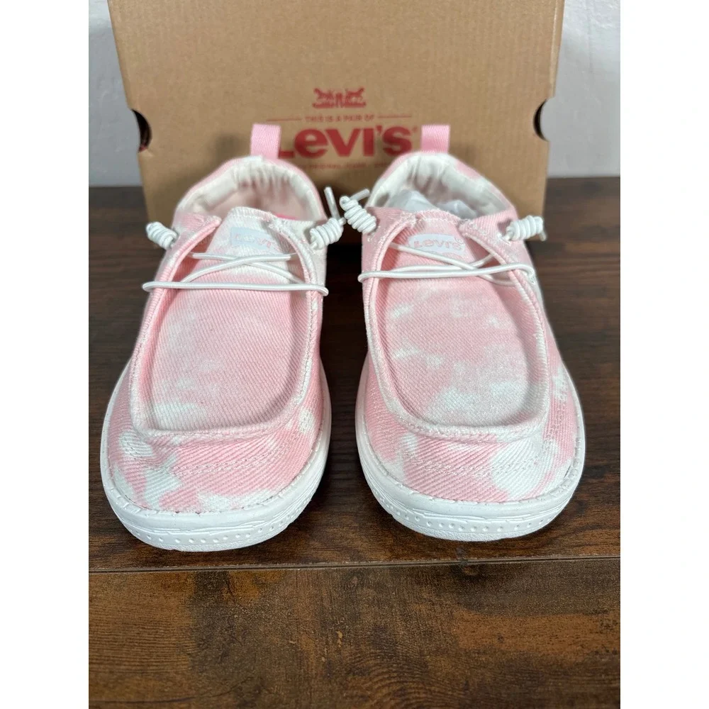 Levis Newt TD CVS‎ Toddler Size 2 Pink White Tie Dye Canvas Slip On Loafer Shoes